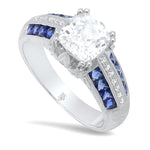 French Cut Sapphire Shoulders Engagement Semi-Mount