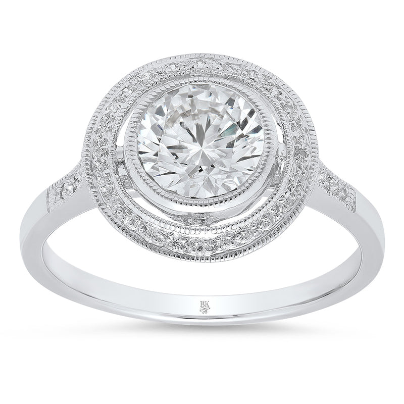 6.5mm Round Diamond Halo Engagement Semi-Mount