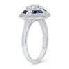 French Cut Sapphire with Diamond Halo Semi-Mount