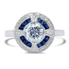 French Cut Sapphire with Diamond Halo Semi-Mount