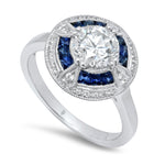 French Cut Sapphire with Diamond Halo Semi-Mount