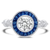 French Cut Sapphire Halo Engagement Semi-Mount