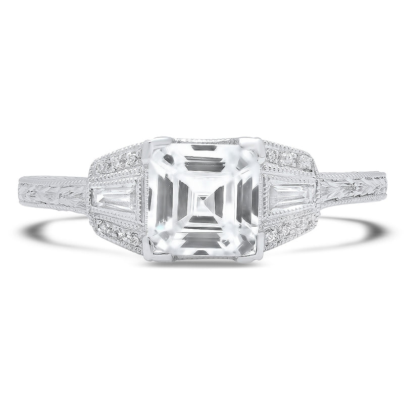 5.5mm Asscher Cut Diamond Engagement Semi-Mount