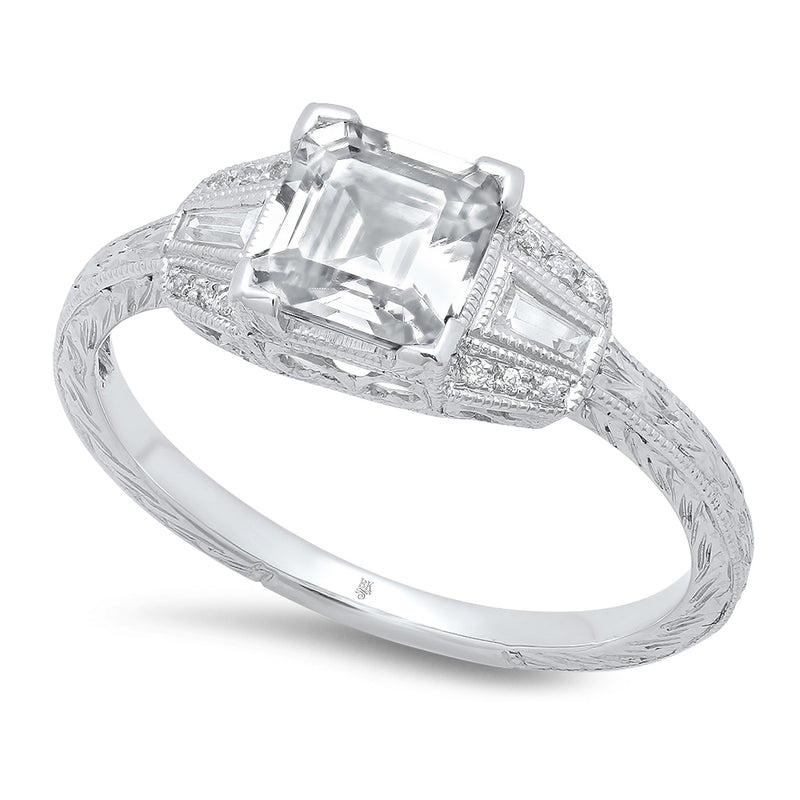 5.5mm Asscher Cut Diamond Engagement Semi-Mount