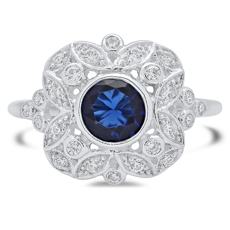 Vintage Inspired Round Sapphire Fashion Mount