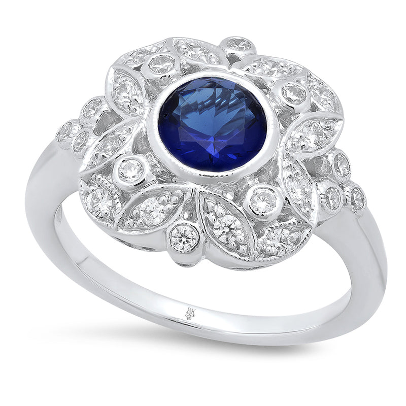 Vintage Inspired Round Sapphire Fashion Mount