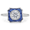 French Cut Sapphire Halo with White Sapphire Center Mount