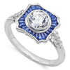 French Cut Sapphire Halo with White Sapphire Center Mount
