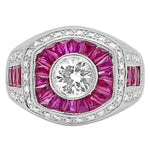 French Cut Ruby and Diamond Engagement Semi-Mount