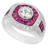 French Cut Ruby and Diamond Engagement Semi-Mount