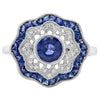 French Cut Sapphire and Diamond Floral Mount