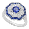 French Cut Sapphire and Diamond Floral Mount