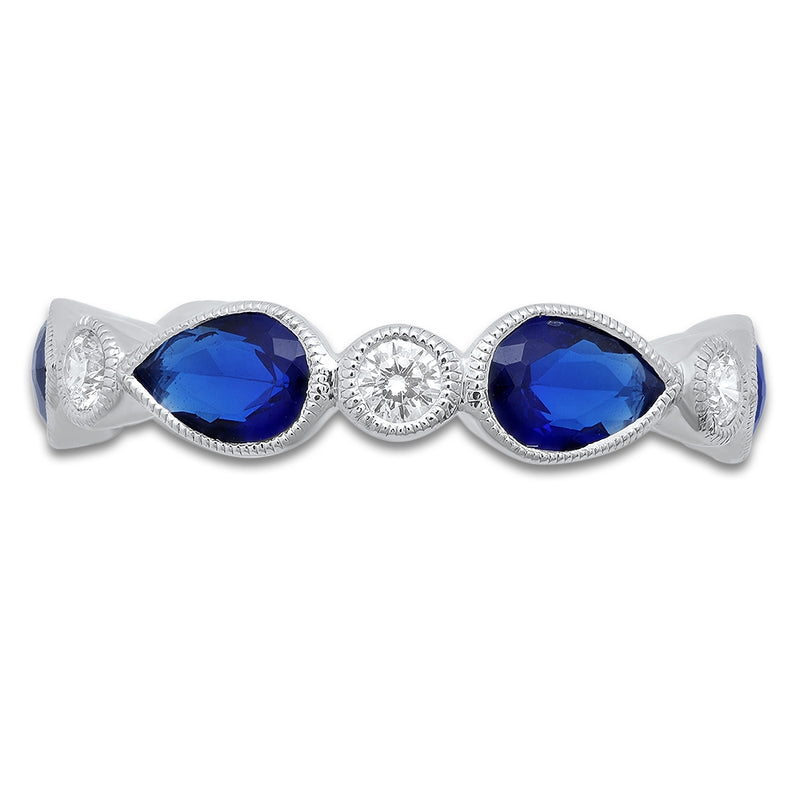 Pear Cut Sapphire and Round Diamond Band