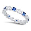 Princess Cut Sapphire and Round Diamond Eternity Band