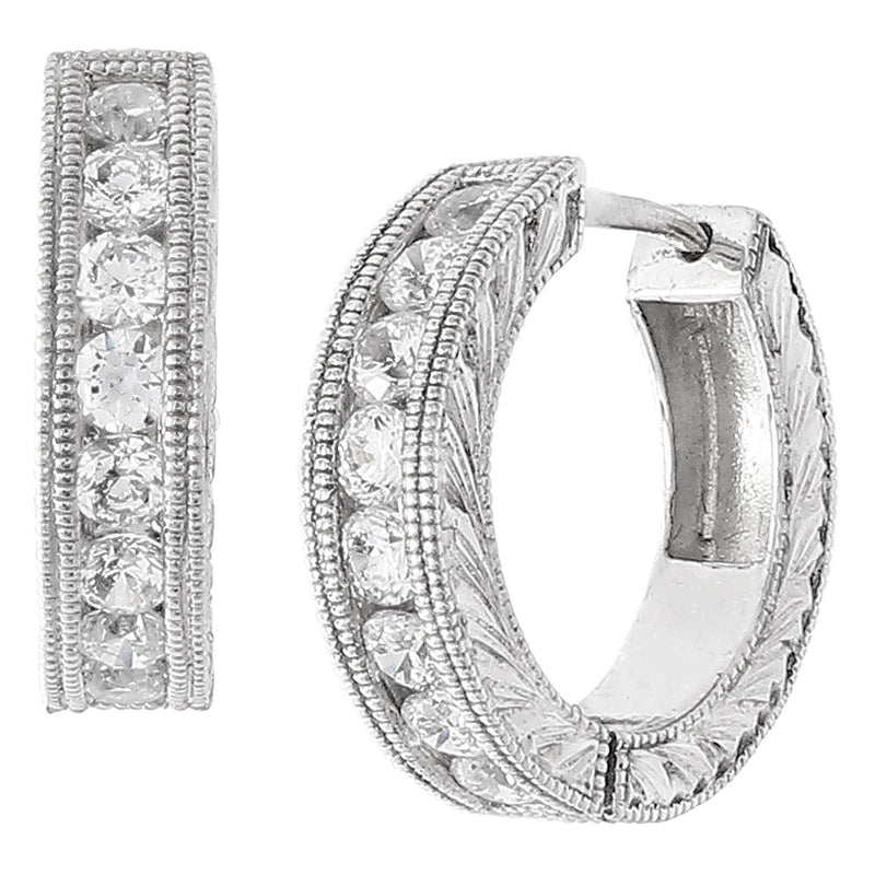 Channel Set Round Diamond Huggie Earrings