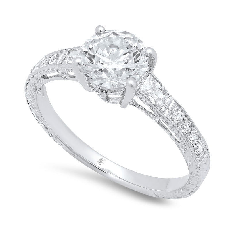 Diamond Baguette Shoulders Engagement Semi-Mount