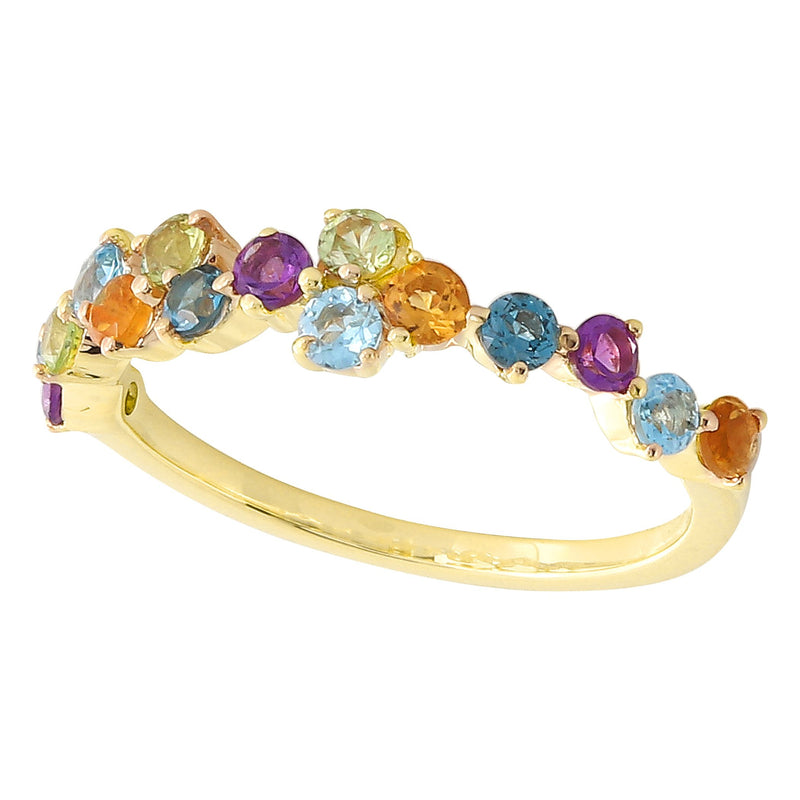 Multi-Color Round Gemstone Band Halfway Around