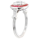 French Cut Ruby and Diamond Engagement Semi-Mount