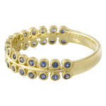Bezel Set Round Cut Sapphire Band Halfway Around