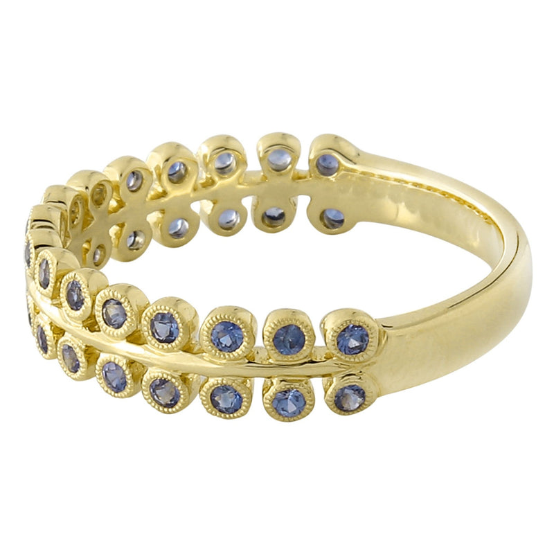 Bezel Set Round Cut Sapphire Band Halfway Around