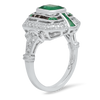 Emerald Center with Diamond and Onyx Halo Ring