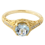 Yellow Gold Diamond and Aqua Fashion Mount