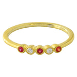 Bezel Set Ruby and Diamond Fashion Band with Milgrain