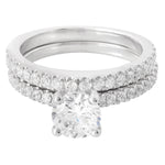 Peg Head Diamond Engagement Semi-Mount with Matching Band