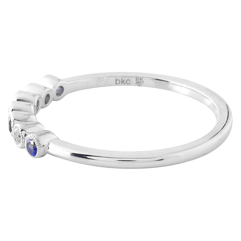Bezel Set Sapphire and Diamond Fashion Band with Milgrain