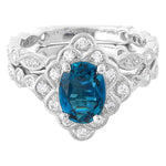 London Blue Topaz Mount with Matching Diamond Band