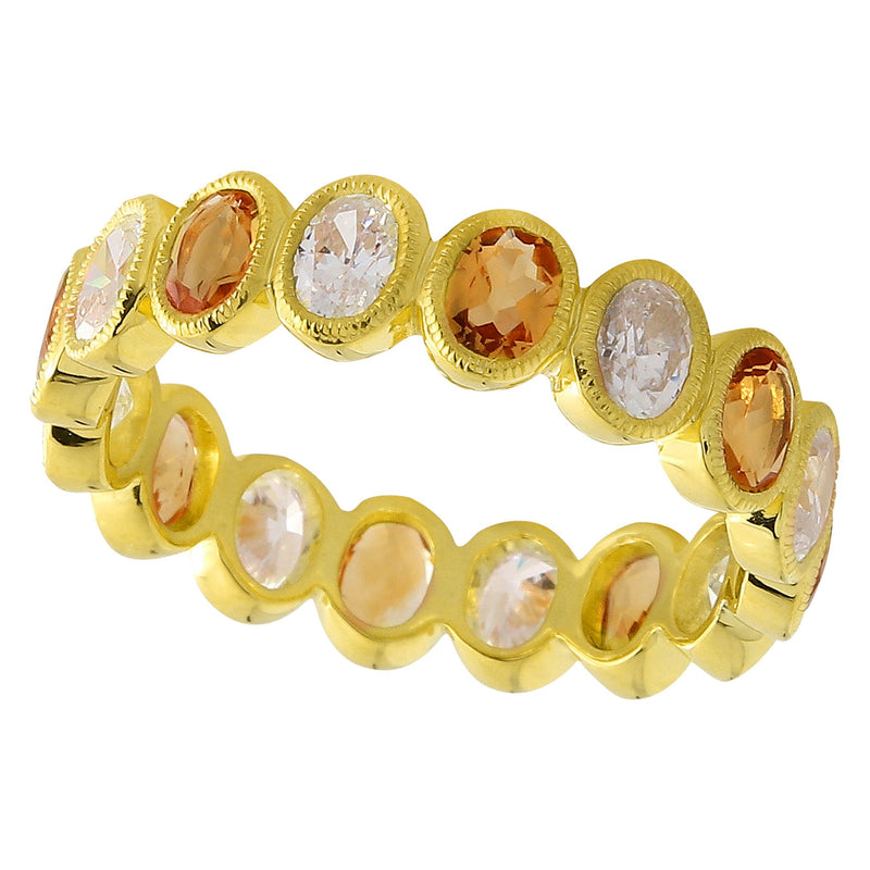 Bezel Set Citrine and White Sapphire Eternity Band