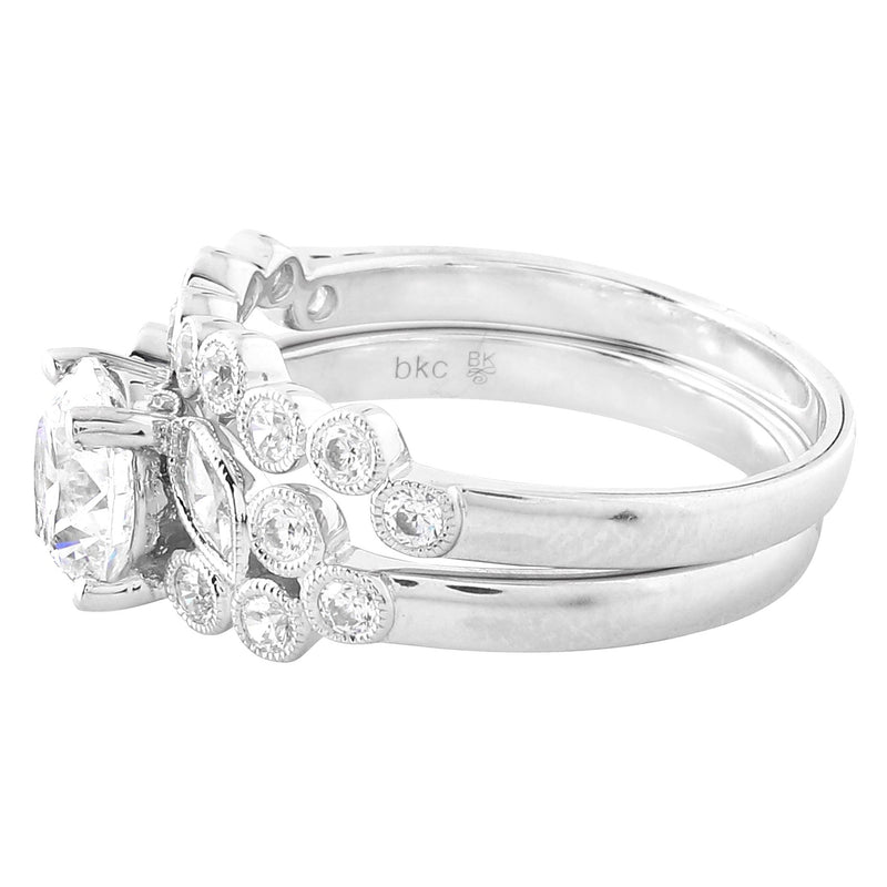 Bezel Set Diamond Floral Engagement Set