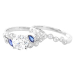 Bezel Set Sapphire and Diamond Engagement Set