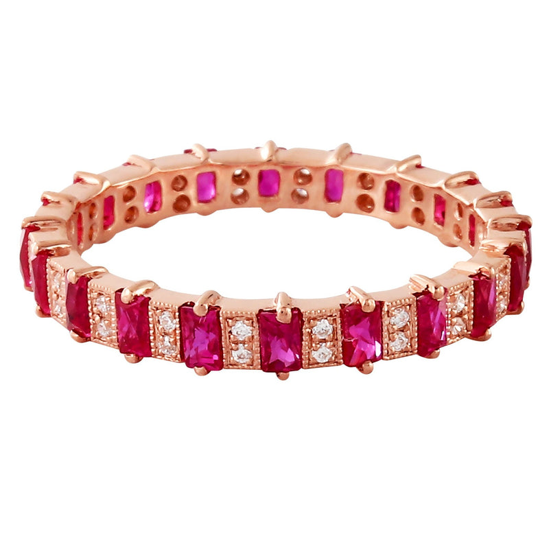 Baguette Cut Ruby and Diamond Eternity Band