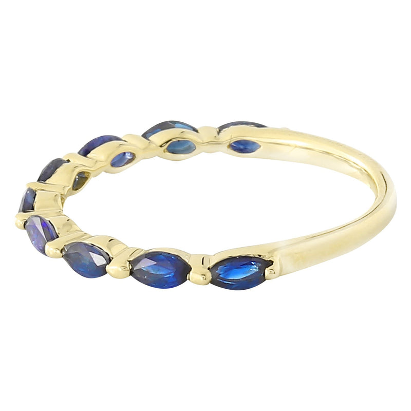 Marquise Cut Blue Sapphire Band Halfway Around